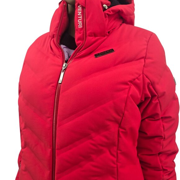 Schöffel Womens Size 10 Red Puffer Down Jacket With Hood - Picture 1 of 11